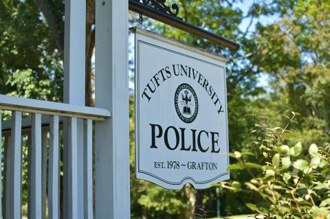 Tufts University Police Department sign