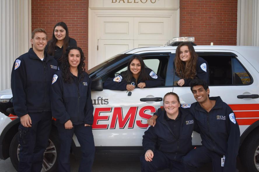 Tufts Emergency Medical Services personnel and vehicle