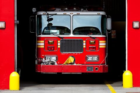 front of fire truck